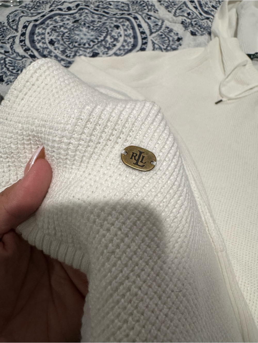 Woman’s Ralph Lauren White Hooded Knit Sweater - Picture 2 of 3